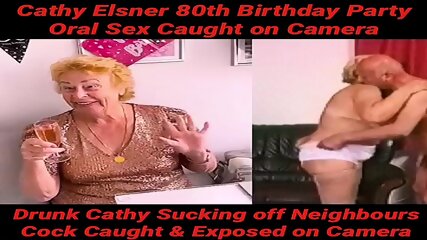 Slut Granny Cathy E caught on camera proudly Sucking off her Neighbours Cock for Fun after her 80th Birthday Party after drinking wine