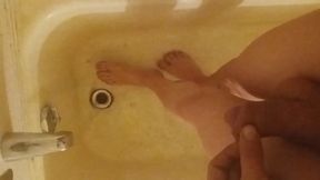 Pacing Naked and Barefoot Peeing on My Foots, in a Bathtub