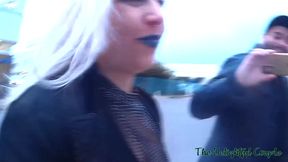 Tattooed Latina MILF humiliates herself with public facial cumwalk