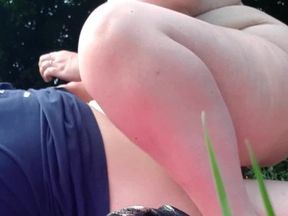 Chubby couple outdoors