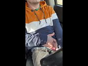 Trans Man masturbation in car