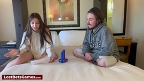 Sexy duo strips down to nothing while competing in sultry Connect 4 get-down