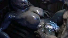 Alien Threesome: Furry and Sangheili Hook-Up!