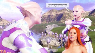 Joi's Futa Babe joins in on an Alien Threesome on Another Planet with a Redhead and Two Blondes