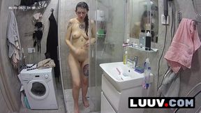 LUUV. Beautiful Alice, used to reality show cameras, enjoys demonstrating her intimate shaving routine in the shower
