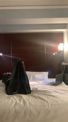 SELF BONDAGE BREATHPLAY IN PLASTIC BAG CUM