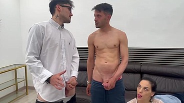 The principal punishes two female students and a male student for failing the English exam. The situation ends up getting heated and the principal and the male student end up fucking the female studen
