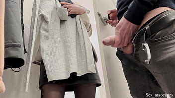 Public dick flash in front of the clothing store consultant ended up with blowjob and a fuck in the changing room