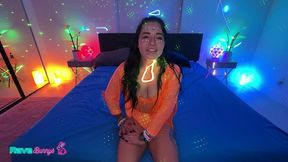 curvy brunette rave bunny fitbadonk brings chaos to brian’s neon den!