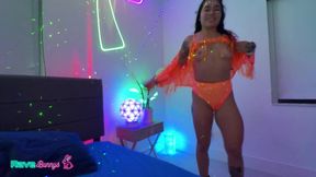 curvy brunette rave bunny fitbadonk brings chaos to brian’s neon den!