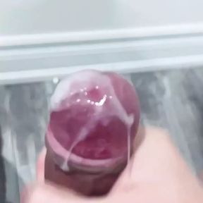 Asian man cum slow motion