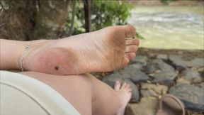 I need your toungue to clean my dirty soles while Im relaxing on the river side