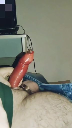 Jerks of to Porn All Night. and Fills a Condom to Cum.