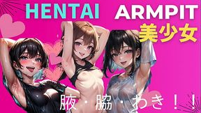 Beautiful young women staring at you while showing off their sexy armpits (hentai) (ai
