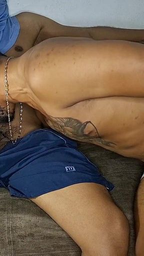 A Brunette Cock for Three Mouths