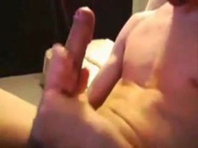 Skinny Twink Strokes His Big Cock Solo