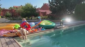 Pool Day with Inflatables: Relaxing with Chloe