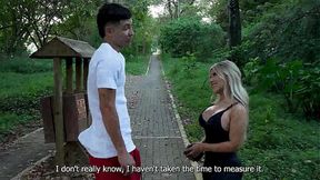 Latina bombshell Naty Delgado devours huge dong in public POV