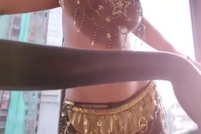 Hot Arab Girl Dancing in see-through belly dance clothes