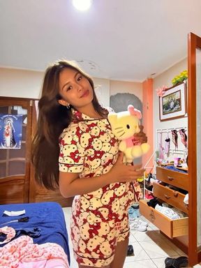 Adorable teen showcases her perky boobs