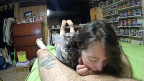 Stepdaughter blowjob then fucked hard over the bed &mdash;  cumshot in her tight pussy&#x1F32E;&#xFE0F;