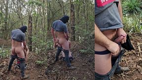 city twink railed by rugged brazilian farmer in the countryside