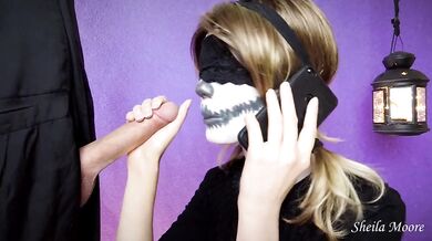 Roommate's prank while I'm on the phone with my cuckold boyfriend (Halloween edition)