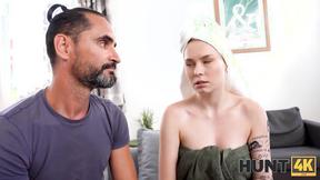 ”Hunt4K: After shower blonde with blindfold gets tightened in front of Boyfriend”