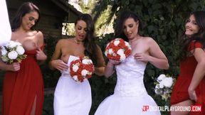 Brunette Temptress Ignites Intense Passion in Outdoor Wedding Play
