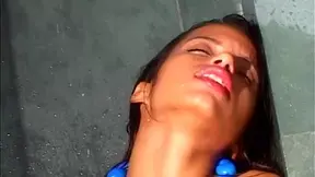 Hot Little Lupe is taking a naughty shower scrubing her body and showing off her natural tits!