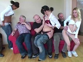 Eager Girls Orgy With Depraved Old Men