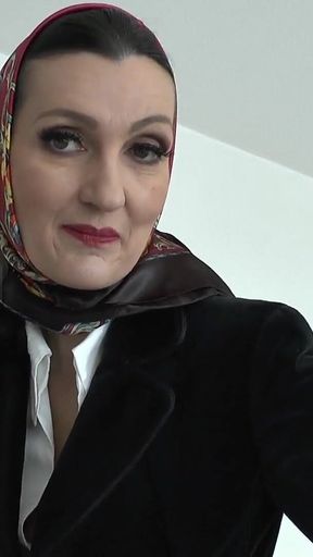 Elegant, Shiny Satin Headscarf Fashion Show JOI, Lady Victoria Valente