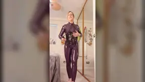 Essex Girl Lisa dressing up in my latex catsuit