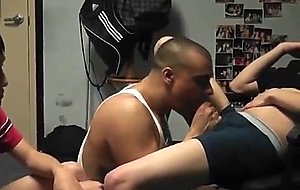 Gay college boys giving head at dorm room party