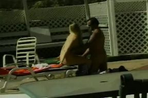 Superb blonde doll fucked hard by the pool