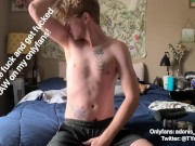 Blonde boy fucks his flashlight until he busts his load