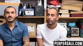Thieving jocks asses pounded in security backroom