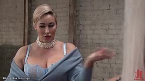 Blonde MILFs lesbian strap-on orgy: butts whipped &mdash;  cocks sucked