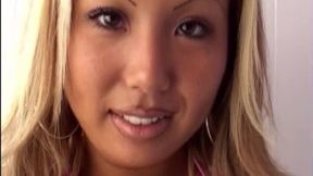 Ravaged by beast mode Asian beauty, cream coated in steamy bathroom seduction