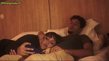 Step-sister gets a surprise blowjob on lap