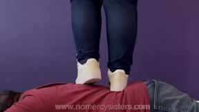 Teaching my sis to trample in her heeled boots for the first time (James Deen)