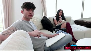 Hot Latina stepsister gives blowjob to brother while wearing uniform