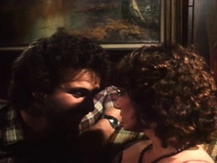 Sexy babe in vintage dress cleans cock off