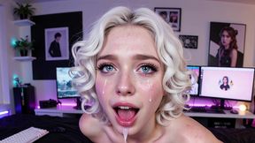 hot blonde streamer girl with big tits seduces fan [ai generated]