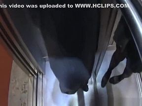 Wild amateur couple having a quickie in an elevator