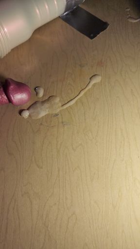 Super hard ringed thick cock with big head cumming after anal sex toy   Clip 2
