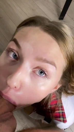 Cum on Face After a Deep Blowjob. Try Not to Cum Amateur Honey Sasha