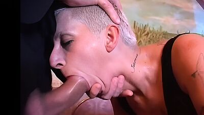Tattooed blonde shaved pussy fucks with huge cock Italian tatoo male