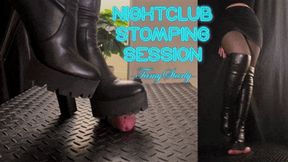 Nightclub Stomping Session in Leather Black High Heels (Double Version) - Tamystarly - Cock Balls Crush Trample, CBT, Bootjob, Trampling, Shoejob