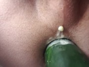 sissy bussy rides and cums from MASSIVE cucumber permanently addicted